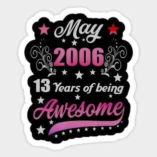 Born in May 2006 14th Birthday Gifts 14 Years Old Sticker